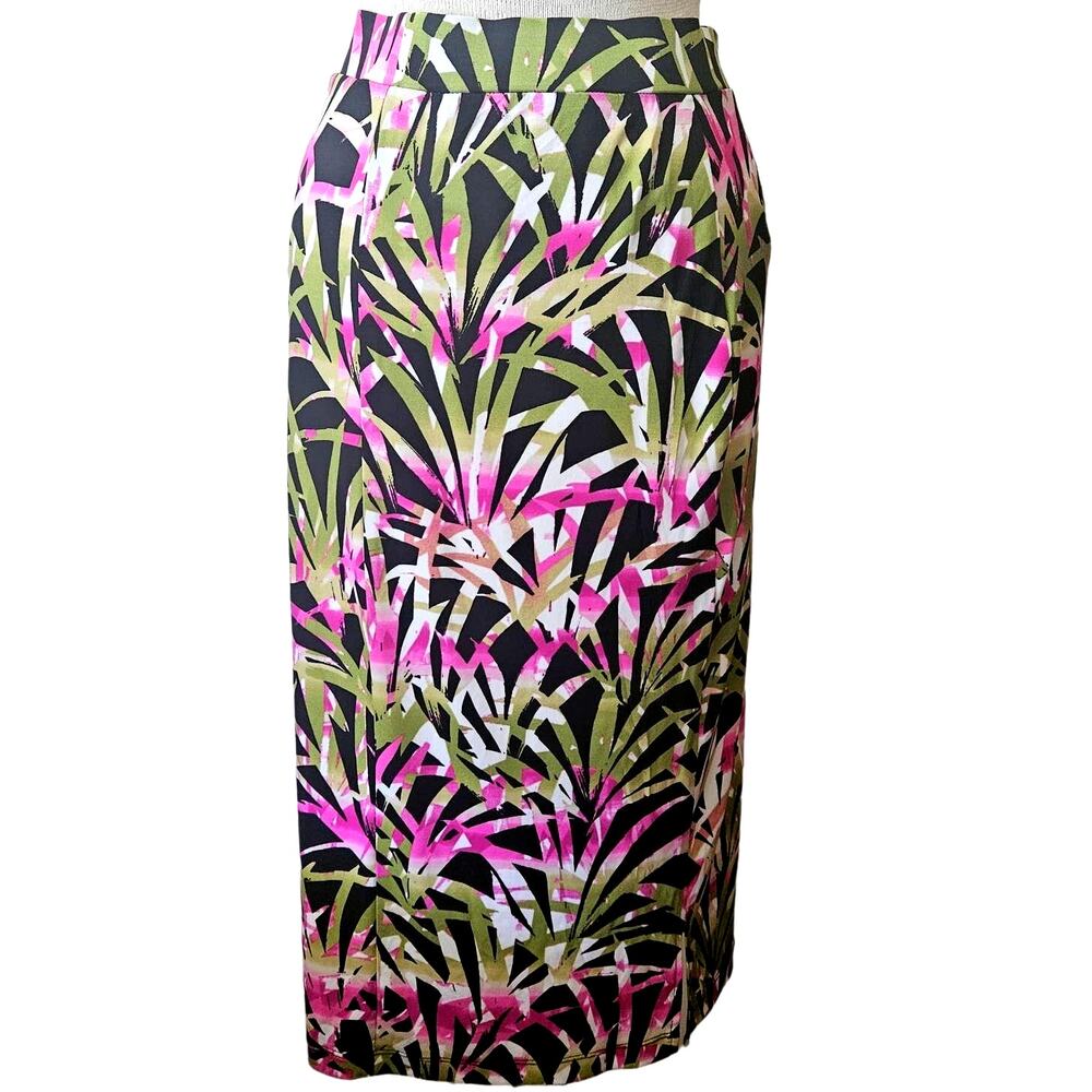 Tropical Leaf Print Midi Skirt Size XS